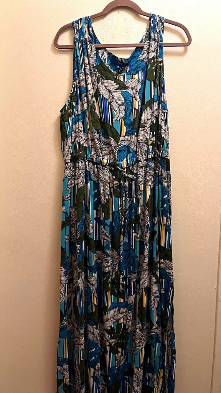 Apt. 9 Women’s Plus 2XL Tropical Floral Rayon Midi Dress V-Neck Sleeveless